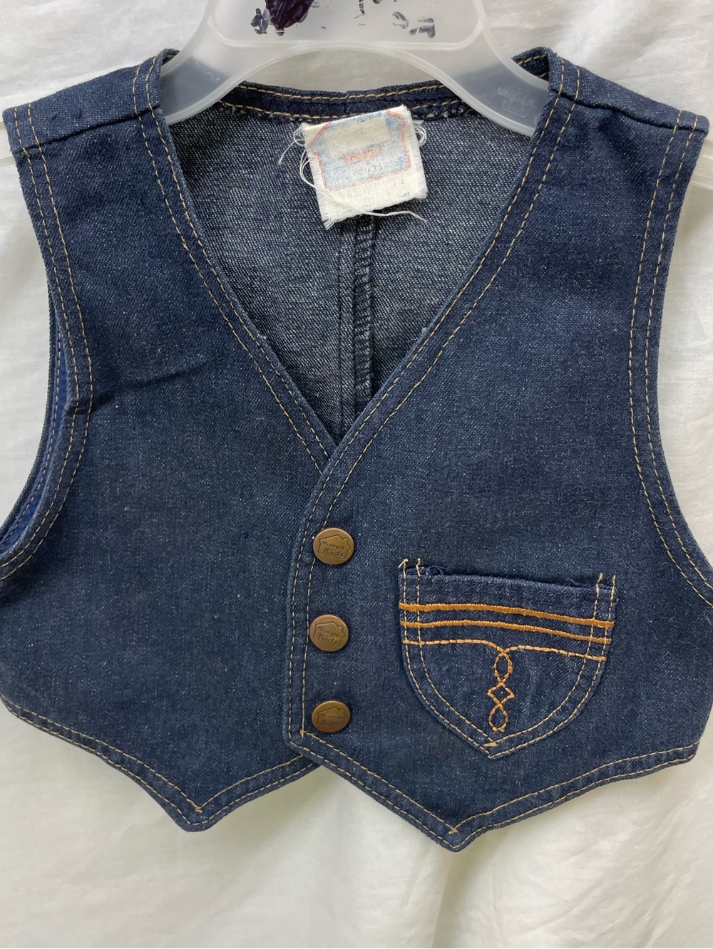 Vintage wrangler kids Dark Denim Vest with Contrast Stitching sz 2t -3t